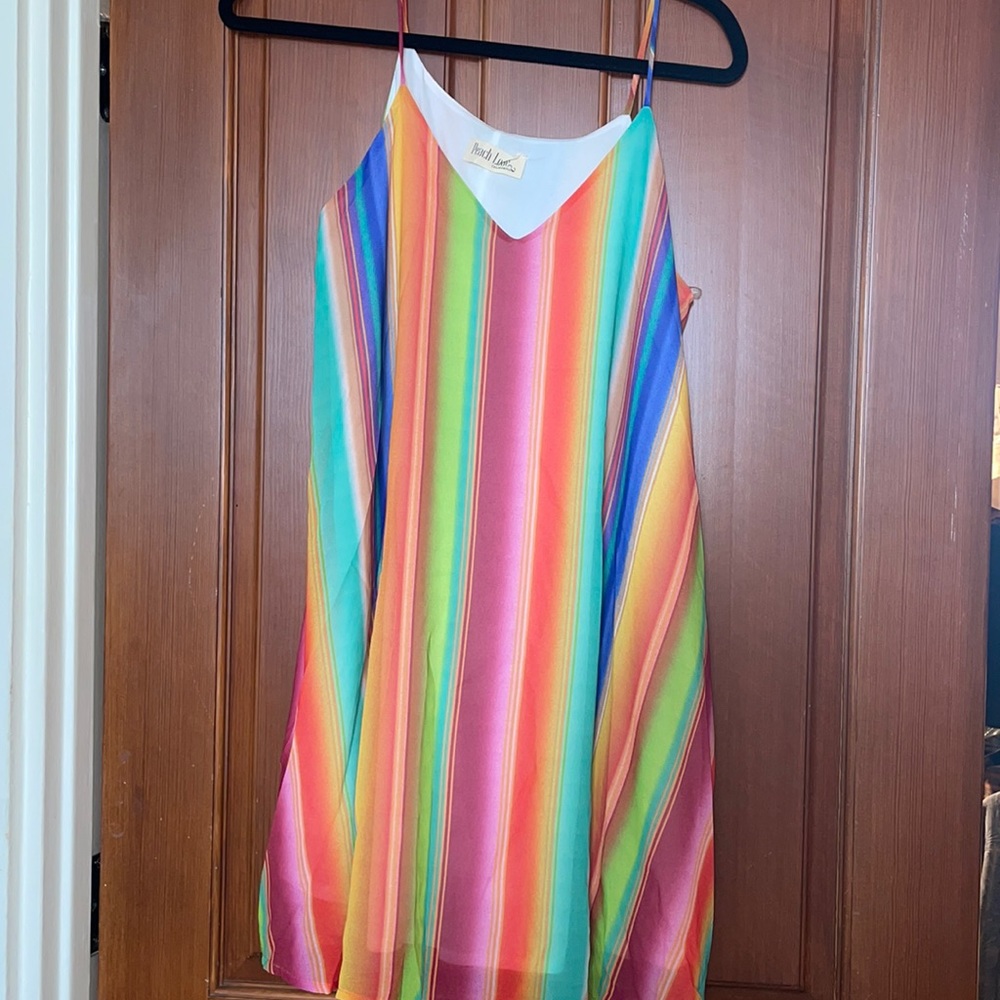 Never Worn Rainbow Striped Shift Dress  Small